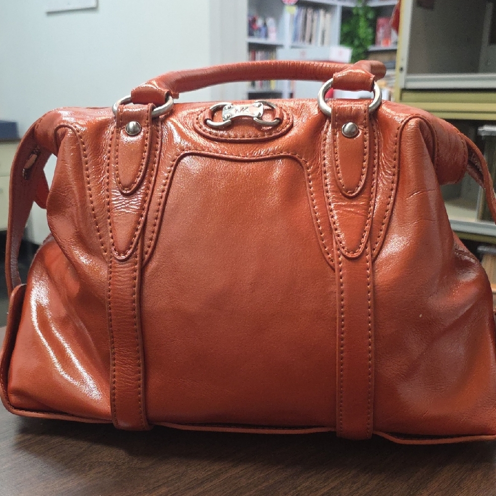 Michael Kors Bold Orange Leather Satchel - Picture 1 of 5